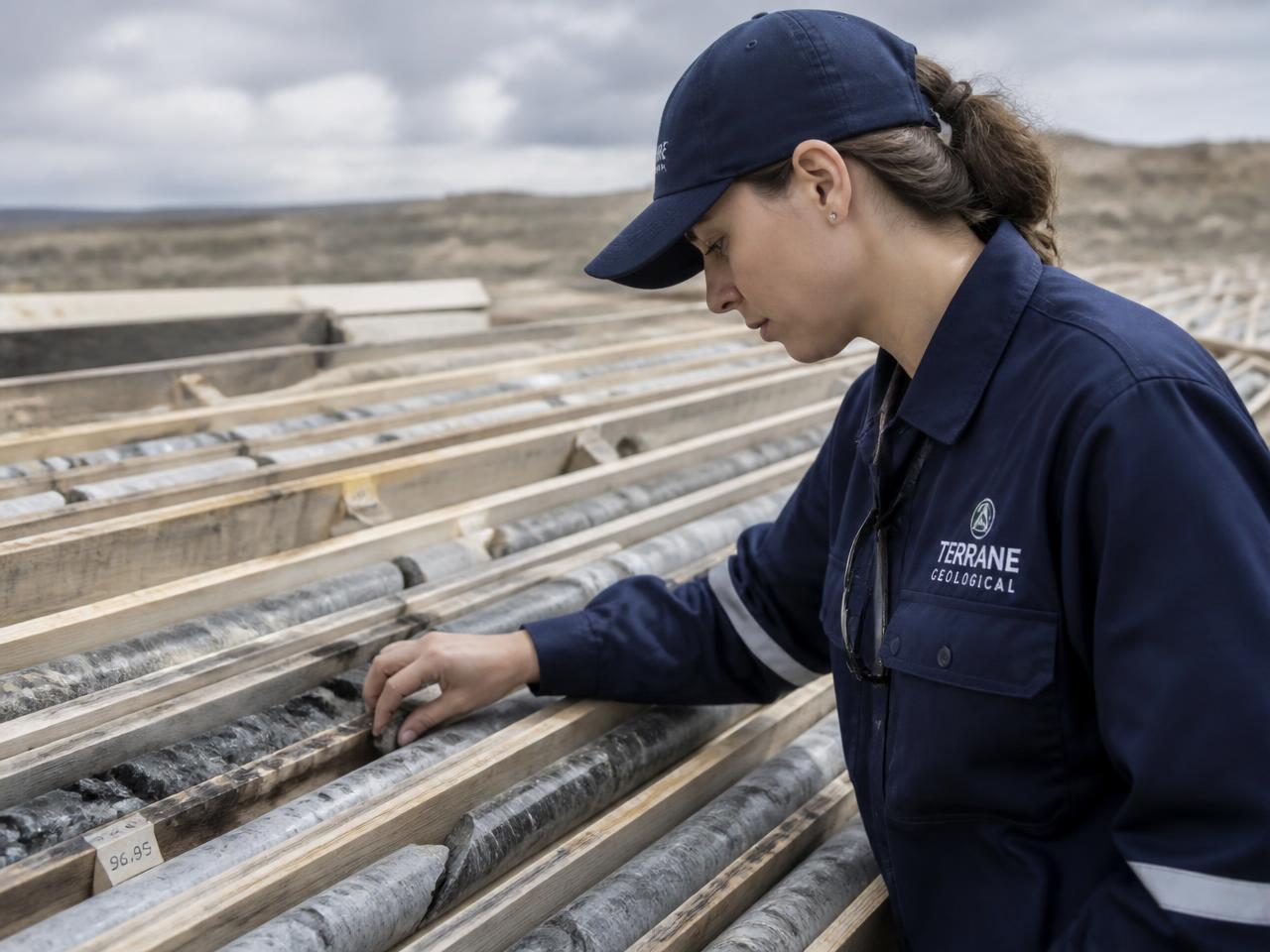Geologist logging drill core